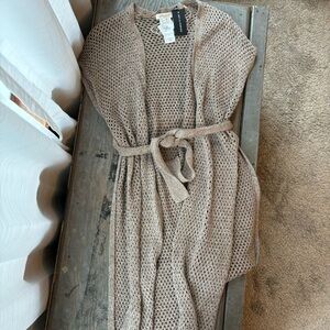 NWT Lafayette 148 Metallic Sequin linen blend long cardigan | size XS